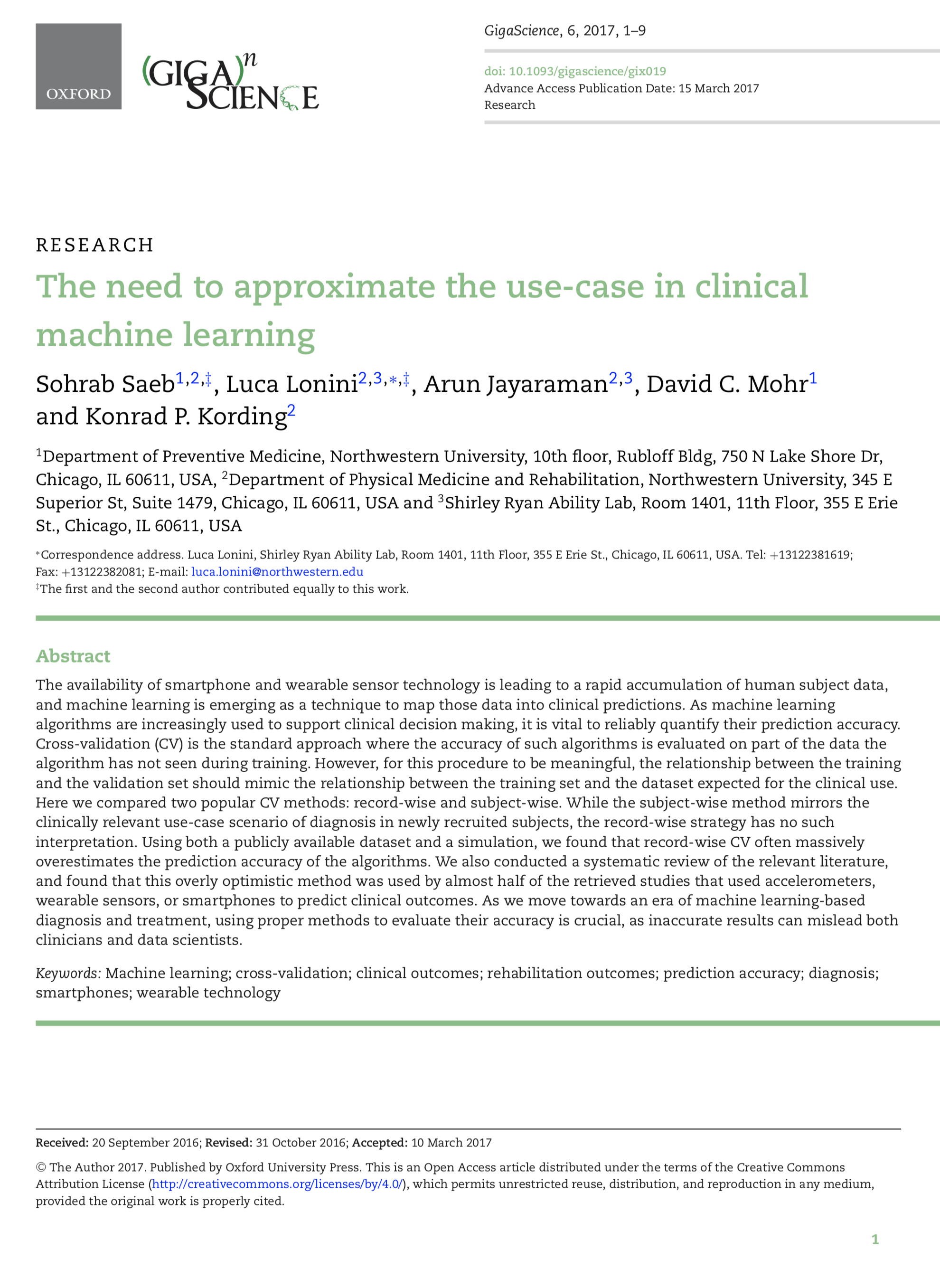Use-case for clinical ML